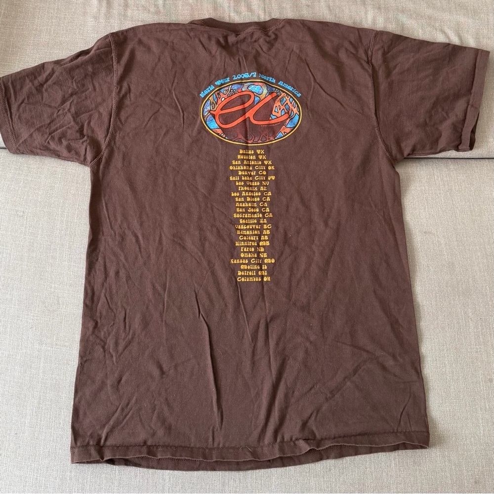Eric Clapton Slowhand Psychedelic Brown Band Graphic Tee 2000s Y2K Tour Shirt - Picture 3 of 6